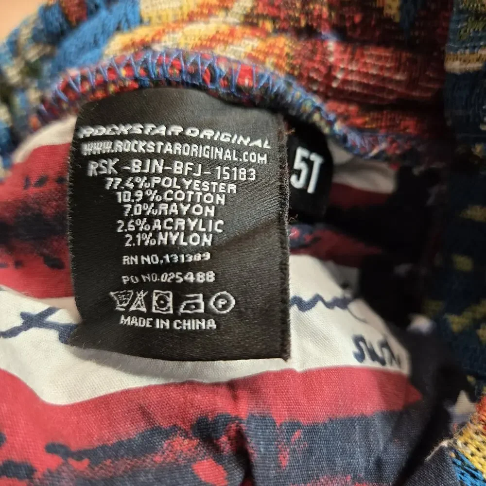 Rockstar Original Finn Slim Flare Tapestry Pants Boys sz 5T Blue Multi Floral - Picture 11 of 16